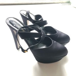 Sergio Rossi Black Sandals Heels Platform Pumps 38.5/8.5